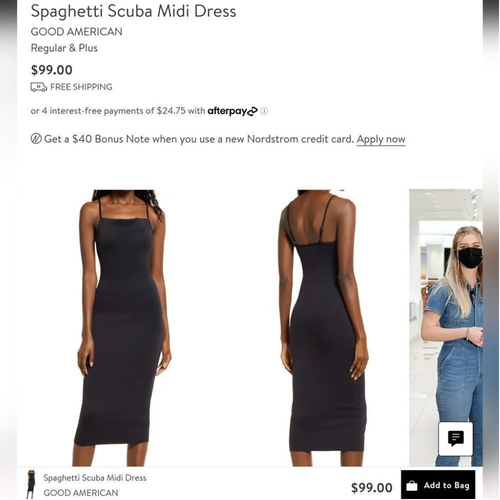 Spaghetti Scuba Midi DressGOOD AMERICAN size XL (4) - Picture 3 of 5